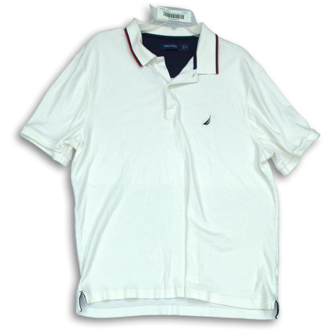 Nautica Mens White Short Sleeve Collared 2-Button Golf Polo Shirt Size XL