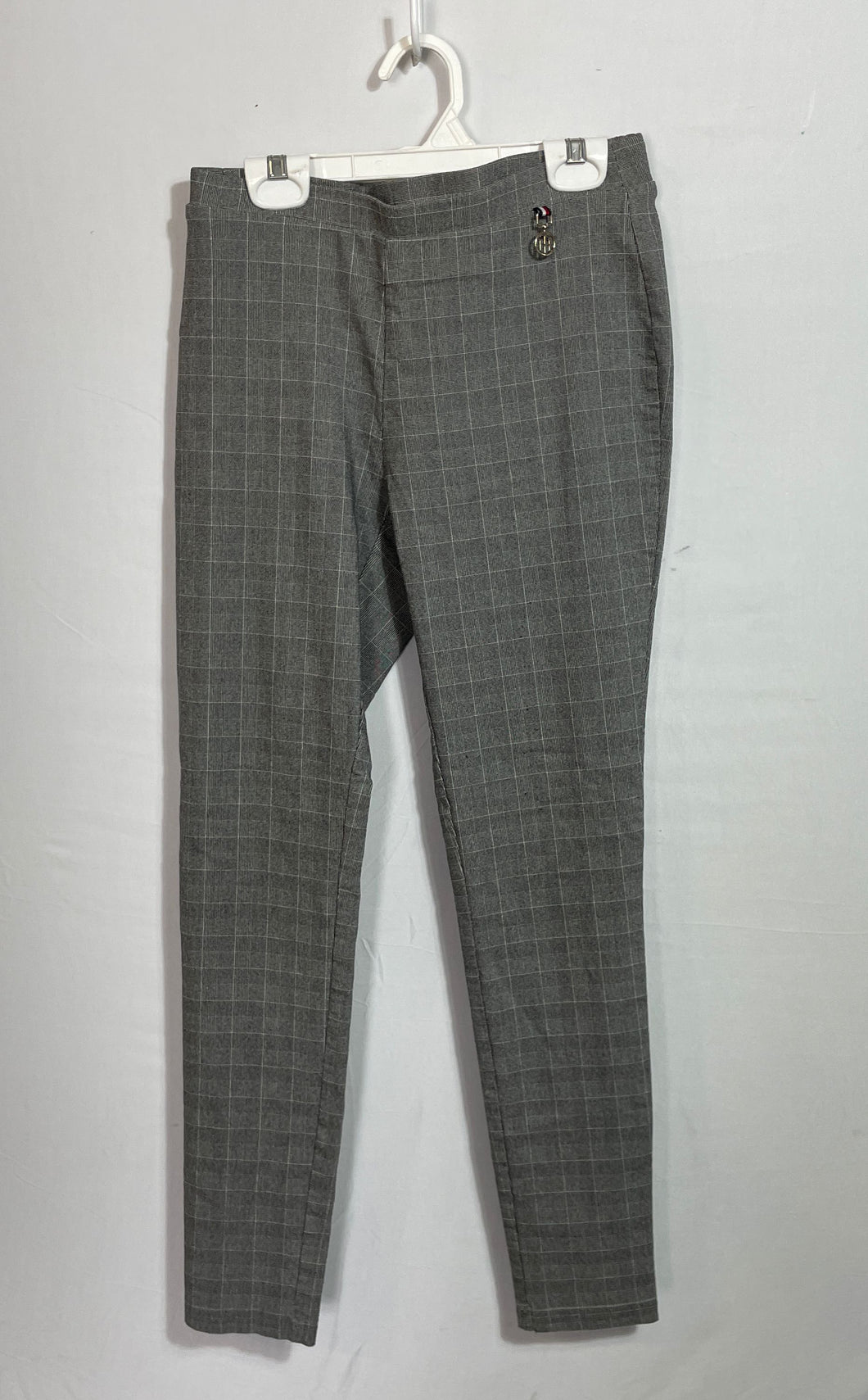 Tommy Hilfiger Womens Gray Plaid Print Flat Front Casual Ankle Pants Size 4