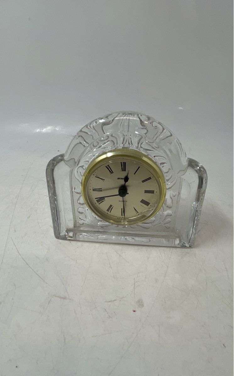 Staiger Beautiful Crystal Glass Collectible Quartz Shelf Desk Clock Chipped Face