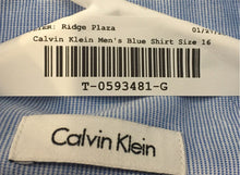 Load image into Gallery viewer, Calvin Klein Mens Blue Slim Fit Stretch Long Sleeve Dress Shirt Size 16
