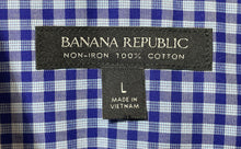 Load image into Gallery viewer, Banana Republic Mens Blue Checkered Print Long Sleeve Button-Up Shirt Size Large
