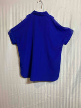 Load image into Gallery viewer, Michael Kors Womens Blue Short Sleeve Collared Button-Up Shirt Size Large
