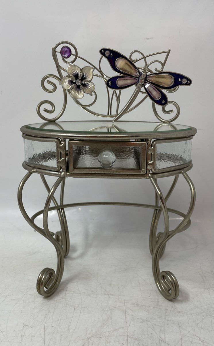 Mini Home Decor Silver-Tone Vanity Desk Art Figurine