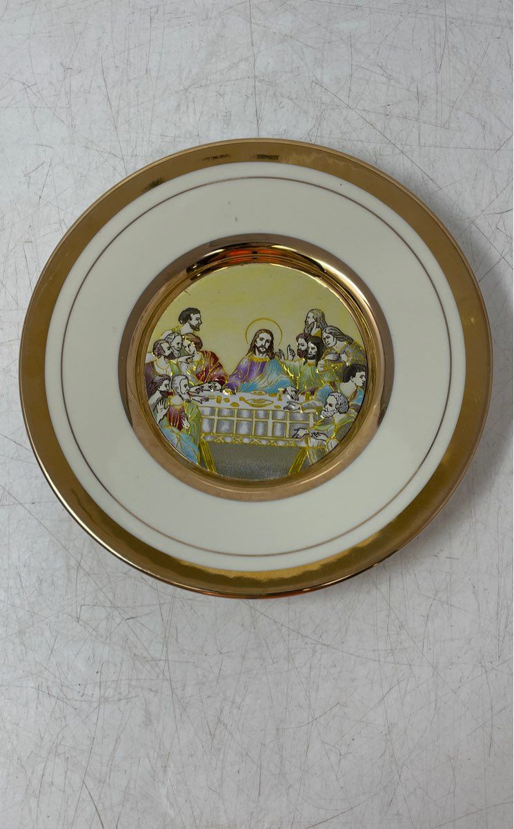 The Art Of Chokin Collection 24KT Gold Edged Jesus Last Supper Plate Not Tested