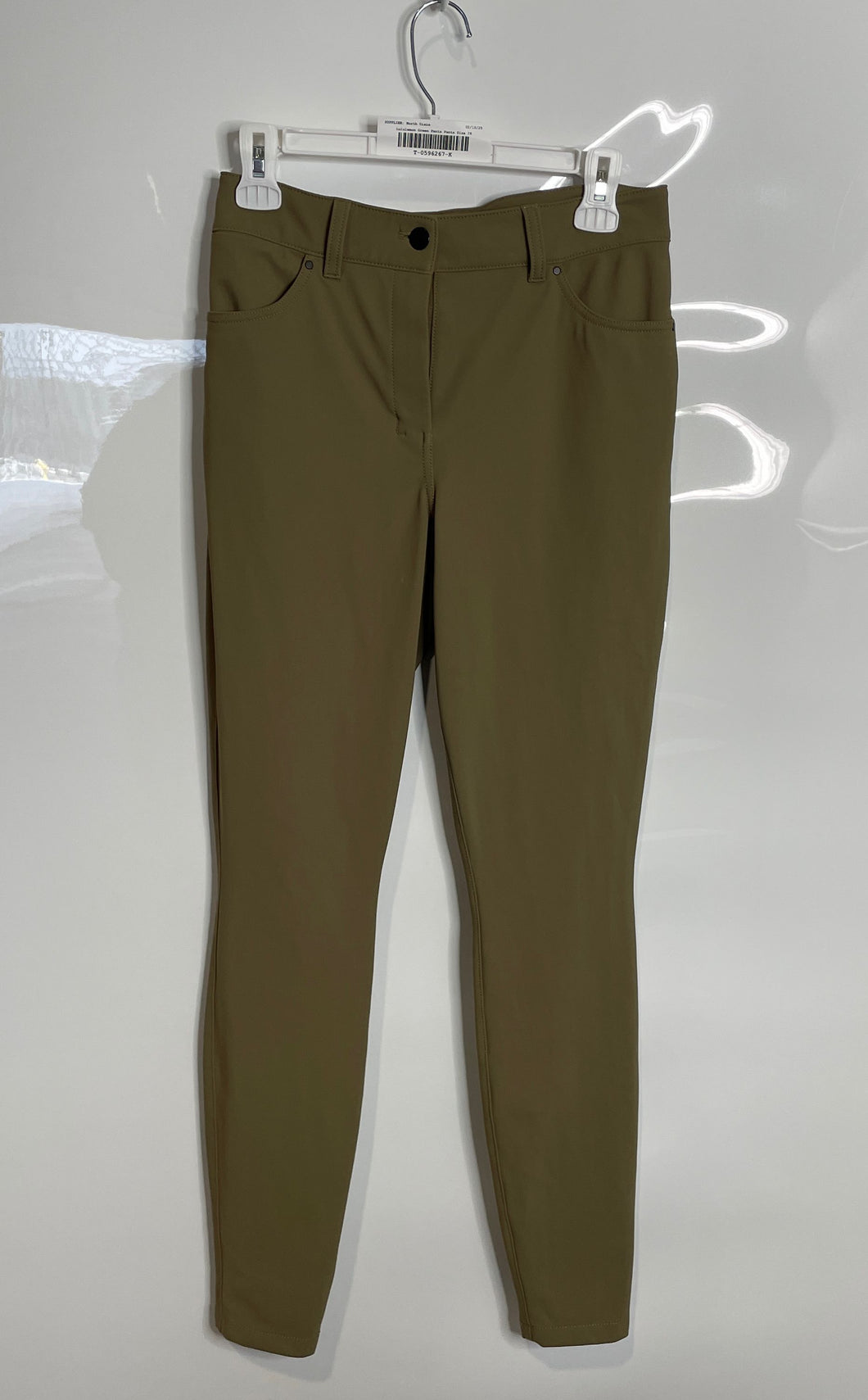 Lululemon Womens Green Stretch Flat Front Skinny Leg Trouser Pants Size 28