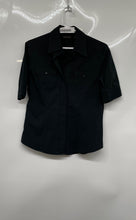 Load image into Gallery viewer, New York &amp; Company Womens Black Short Sleeve Button-Up Shirt Blouse Size M
