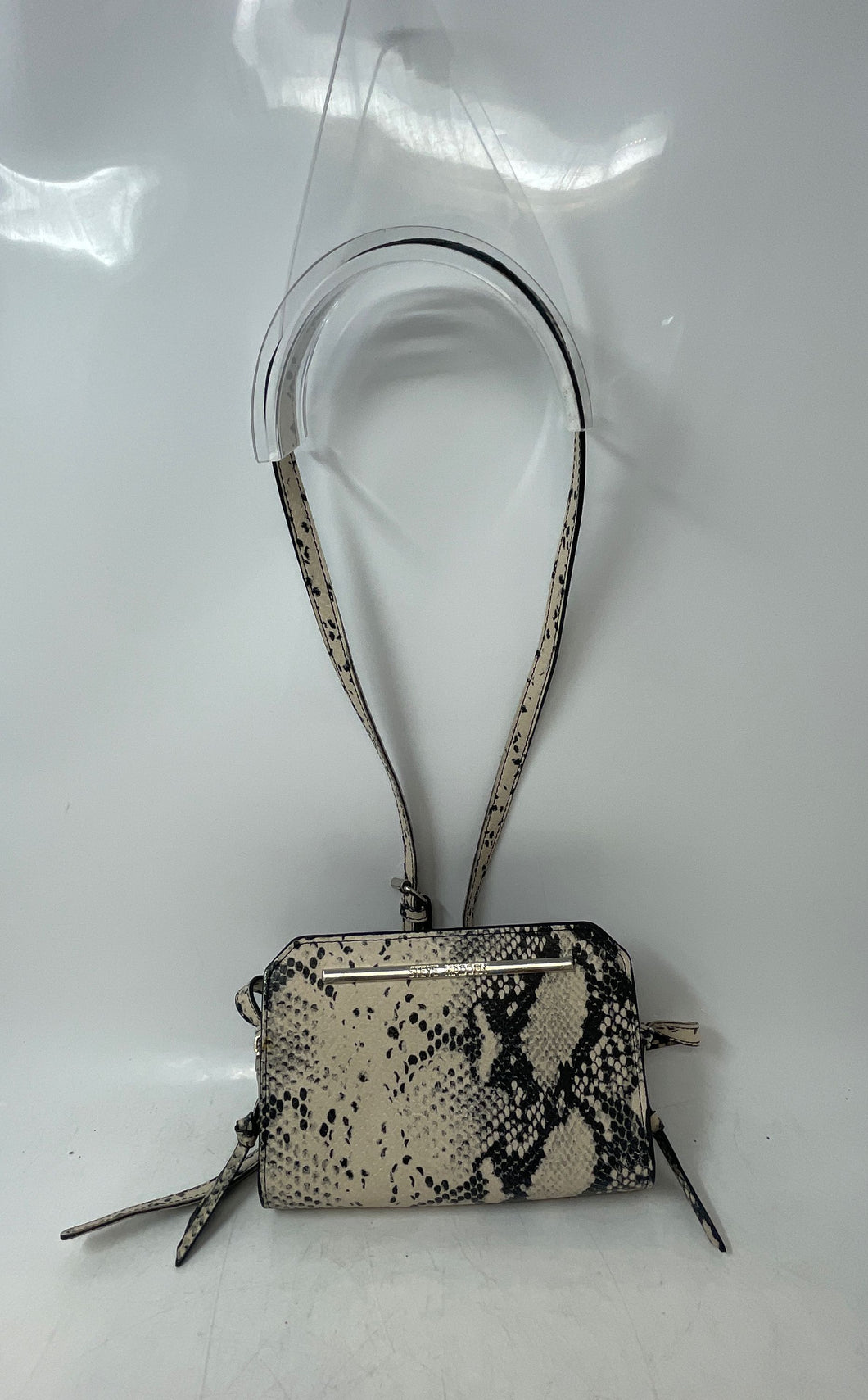 Steve Madden Womens Beige Black Animal Print Adjustable Strap Crossbody Bag