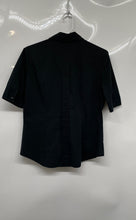 Load image into Gallery viewer, New York &amp; Company Womens Black Short Sleeve Button-Up Shirt Blouse Size M
