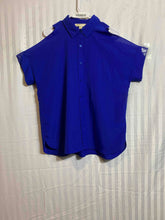 Load image into Gallery viewer, Michael Kors Womens Blue Short Sleeve Collared Button-Up Shirt Size Large
