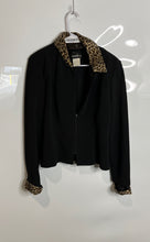 Load image into Gallery viewer, Positive Attitude Womens Black Leopard Trim Long Sleeve Full-Zip Jacket Size 12
