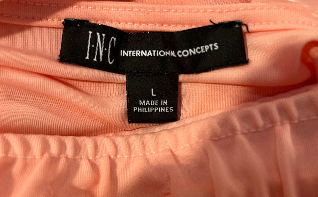 INC International Concepts Womens Orange 2 Pcs Pants Blouse Sleepwear Set Size L