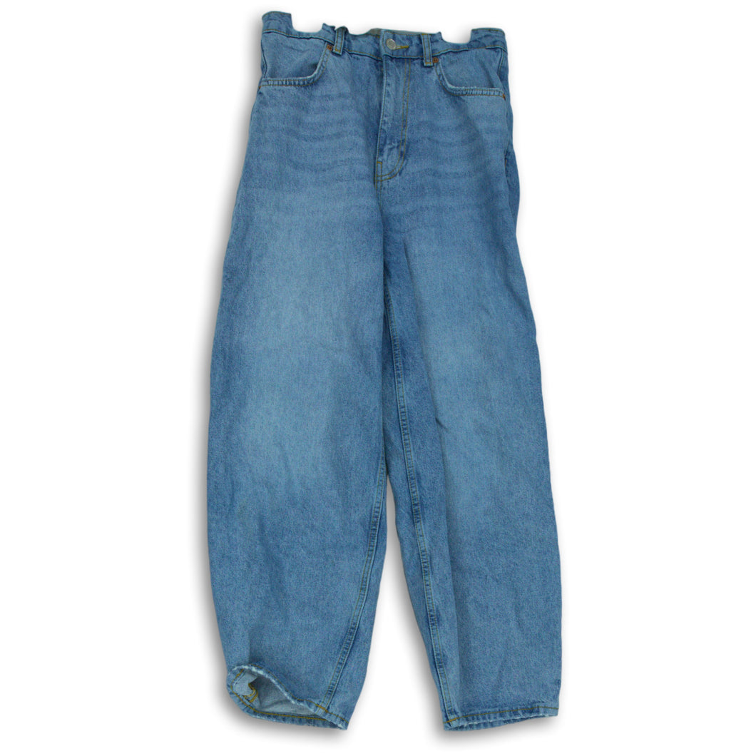 Zara Womens Blue 100% Cotton Medium Wash Straight Leg Jeans Pants Size 4