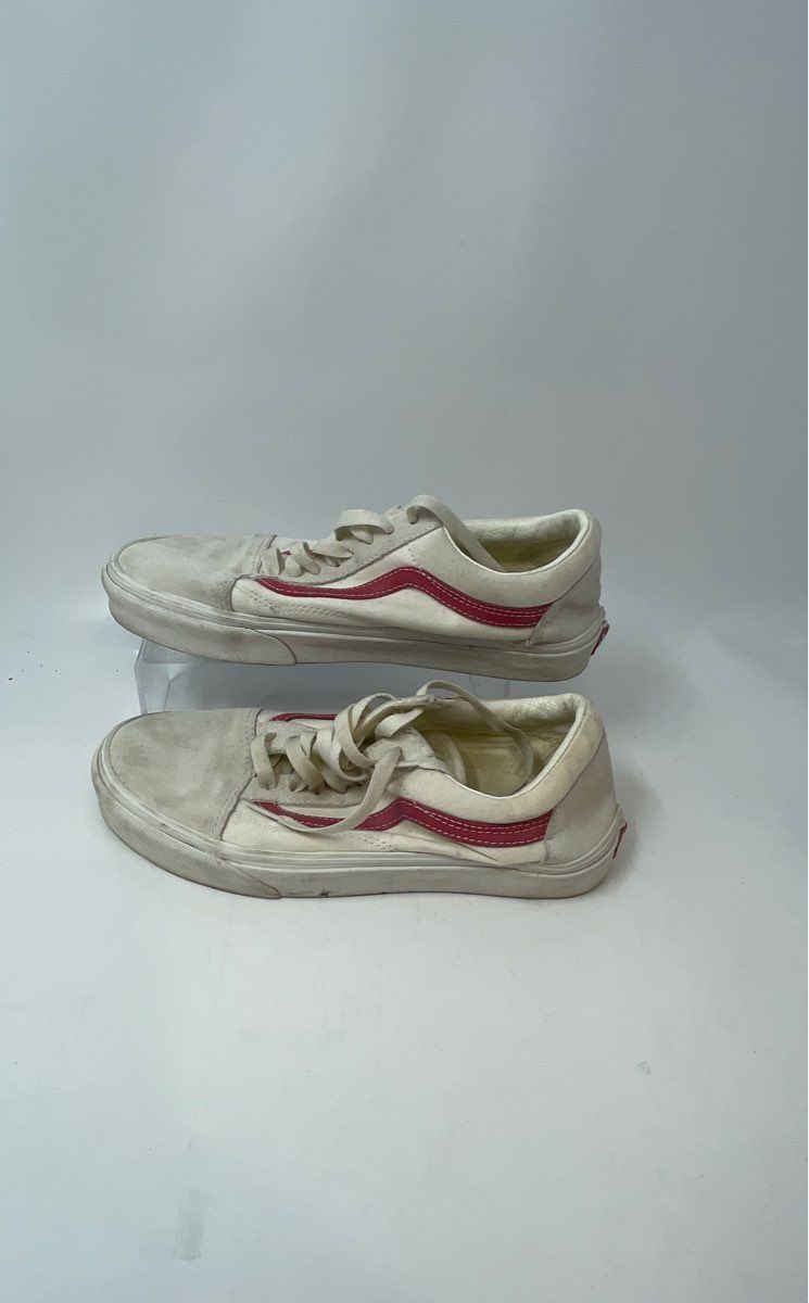 Vans Unisex Old Skool 500714 White Pink Leather Sneakers Shoes Size M 8 W 9.5