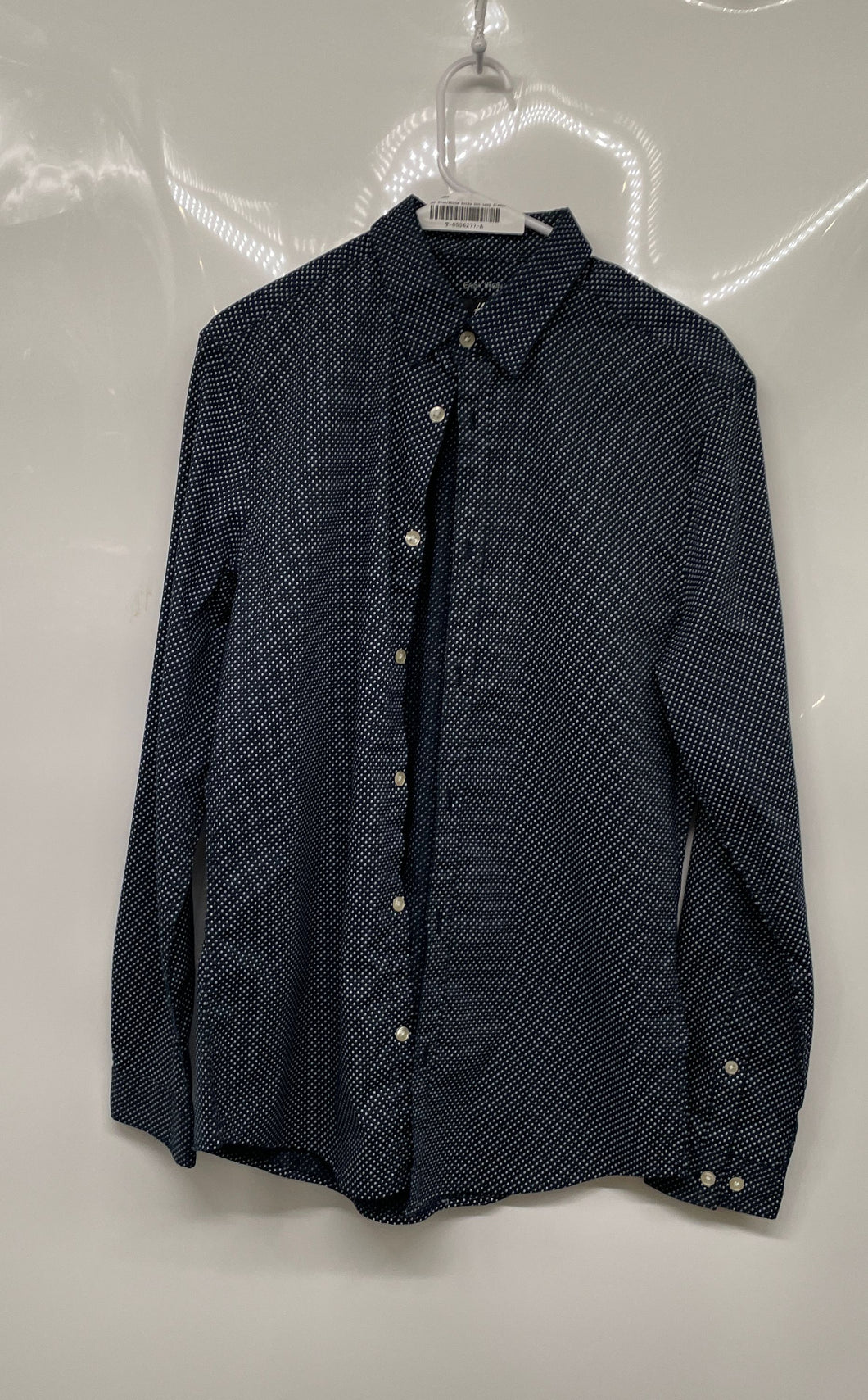 H&M Mens Blue White Polka Dot Long Sleeve Slim Fit Button-Up Shirt Size M