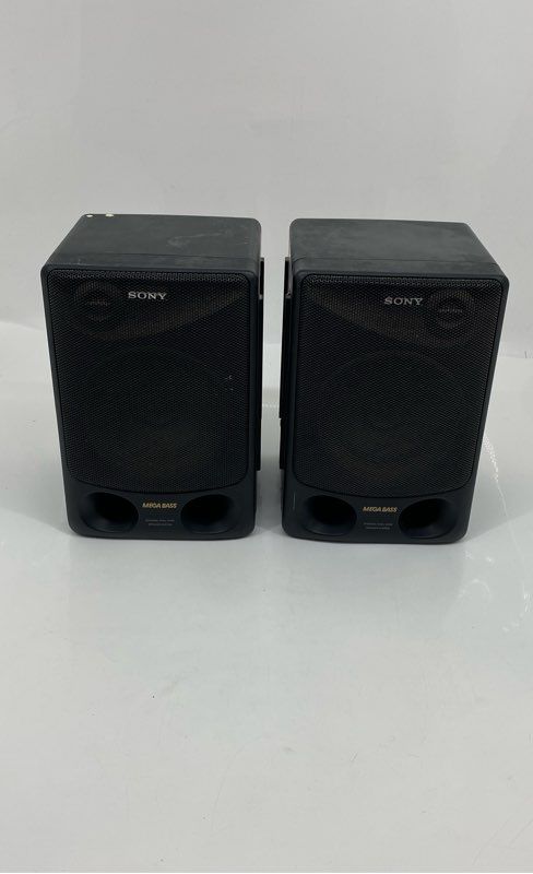 Sony Mega Bass Black Integral Dual Cone Speaker System Not Tested 2 Pcs