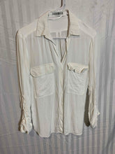 Load image into Gallery viewer, Zara Womens White Long Sleeve Pockets Collared Button-Up Shirt Size XS
