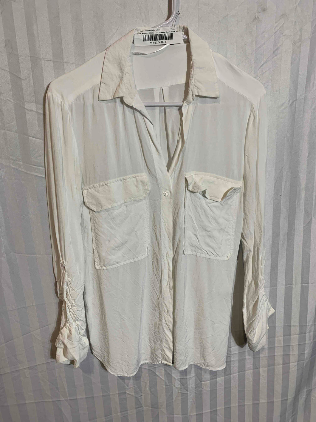 Zara Womens White Long Sleeve Pockets Collared Button-Up Shirt Size XS