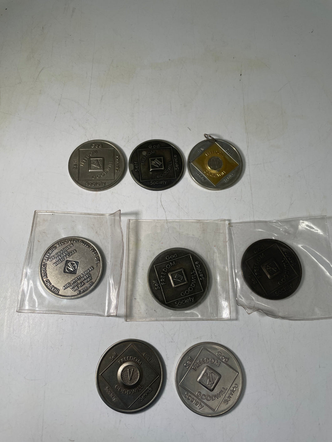 Recovery Coin Freedom - Goodwill - Self - God - Society - 8 Pcs