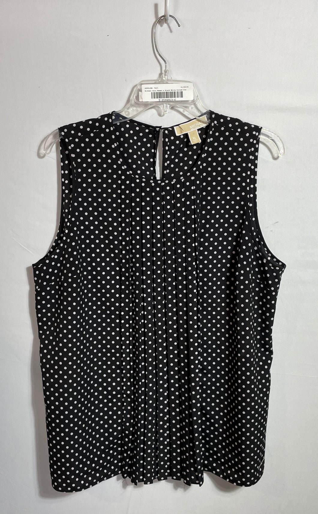 Michael Kors Womens Black White Polka Dotted Sleeveless Blouse Top Size XL