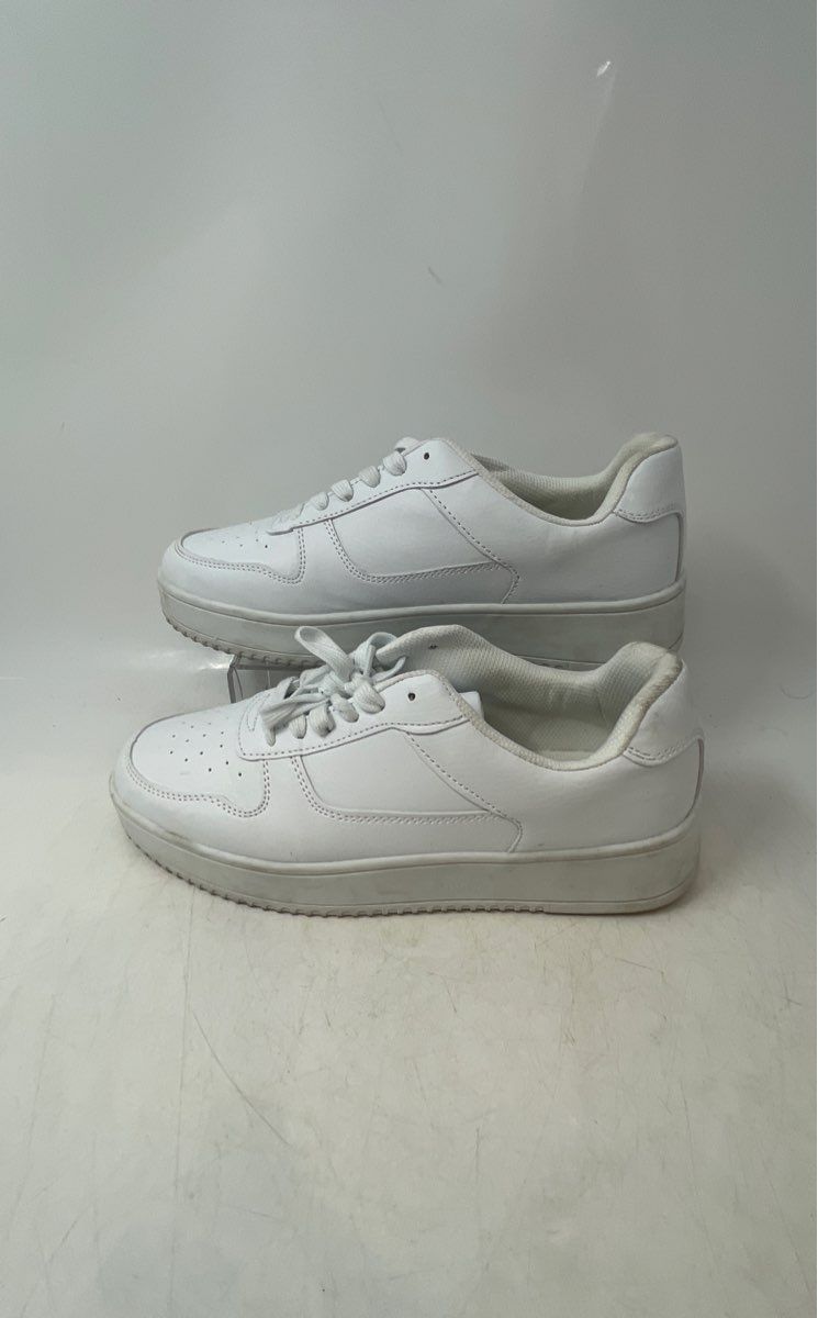 No Boundaries Womens White Low Top Lace-Up Platform Sneaker Shoes Size 10