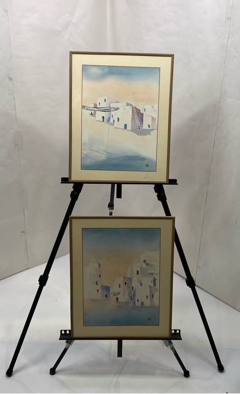 Lot Of 2 Pieces Terry Madden Signed Framed Pueblo Scene Art Print