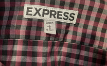 Load image into Gallery viewer, Express Mens Wine Multi Check Cotton Long Sleeve Dress Shirt Size L 16-16.5
