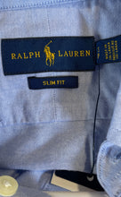 Load image into Gallery viewer, Ralph Lauren Youth Light Blue Slim Fit Button-Up Shirt Size Small
