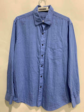 Load image into Gallery viewer, Tasso Elba Mens Blue Cotton Long Sleeve Collared Dress Shirt Size M 15-15.5
