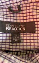 Load image into Gallery viewer, Kenneth Cole Reaction Mens Purple White Check Regular Fit Dress Shirt Size 16
