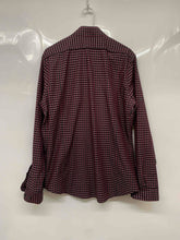 Load image into Gallery viewer, Express Mens Wine Multi Check Cotton Long Sleeve Dress Shirt Size L 16-16.5
