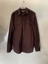 Load image into Gallery viewer, Express Mens Wine Multi Check Cotton Long Sleeve Dress Shirt Size L 16-16.5
