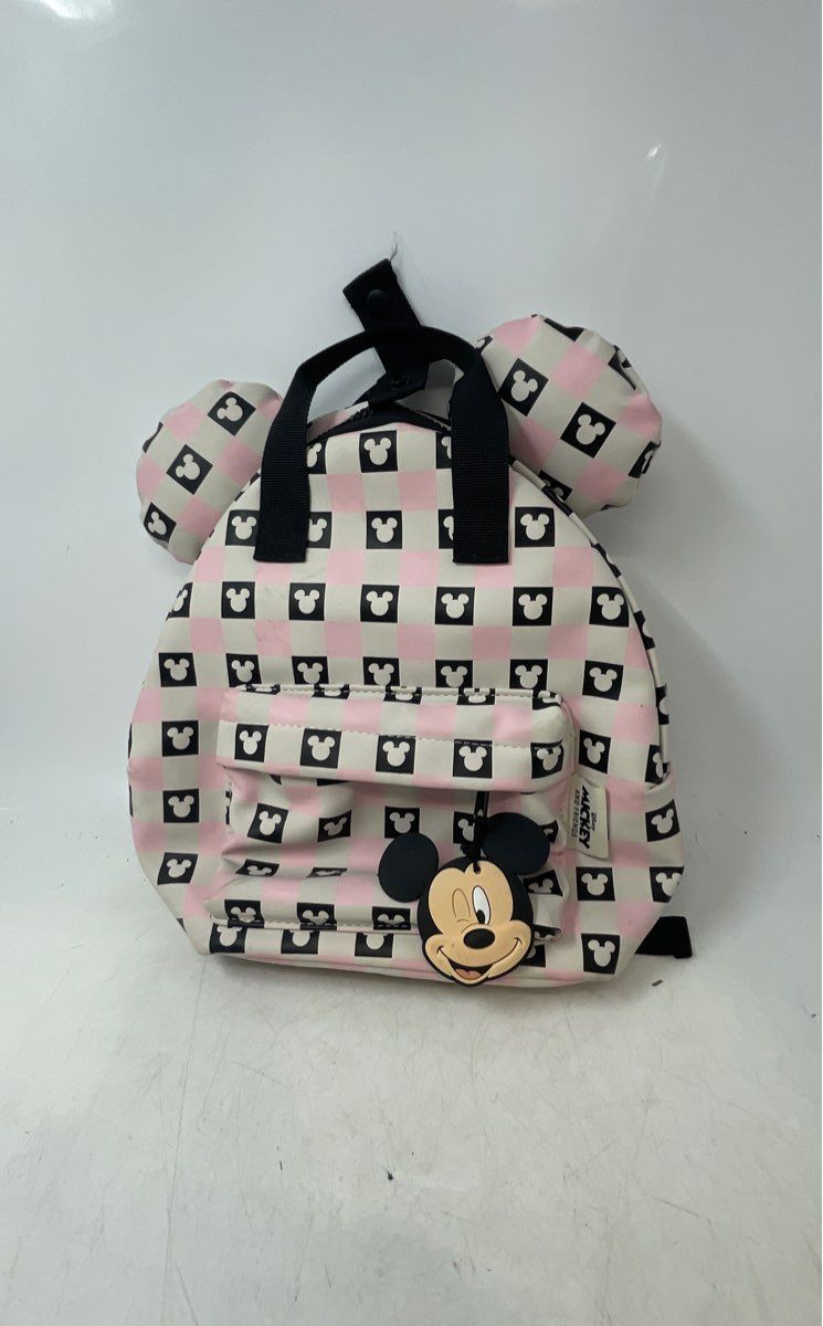 Zara Kids Mickey Mouse Pink Black Gray Adjustable Strap Zipper Mini Backpack