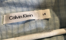 Load image into Gallery viewer, Calvin Klein Mens Blue Striped Long Sleeve Collared Button-Up Shirt Size L
