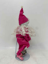 Load image into Gallery viewer, White Porcelain Pink Outfit Home Decorative Clown Figurine With Display Stand
