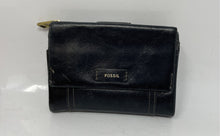 Load image into Gallery viewer, Fossil Womens Black Leather Credit Card Wristlet Wallet
