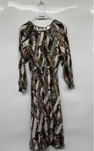 Load image into Gallery viewer, H&amp;M Womens Beige Multicolor Snakeskin Long Sleeve Maxi Dress Size XS
