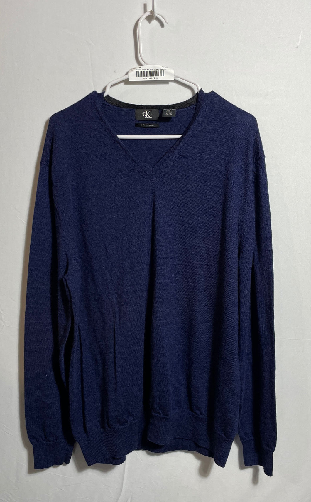 Calvin Klein Jeans Mens Blue Long Sleeve V-Neck Wool Pullover Sweater Size XXL