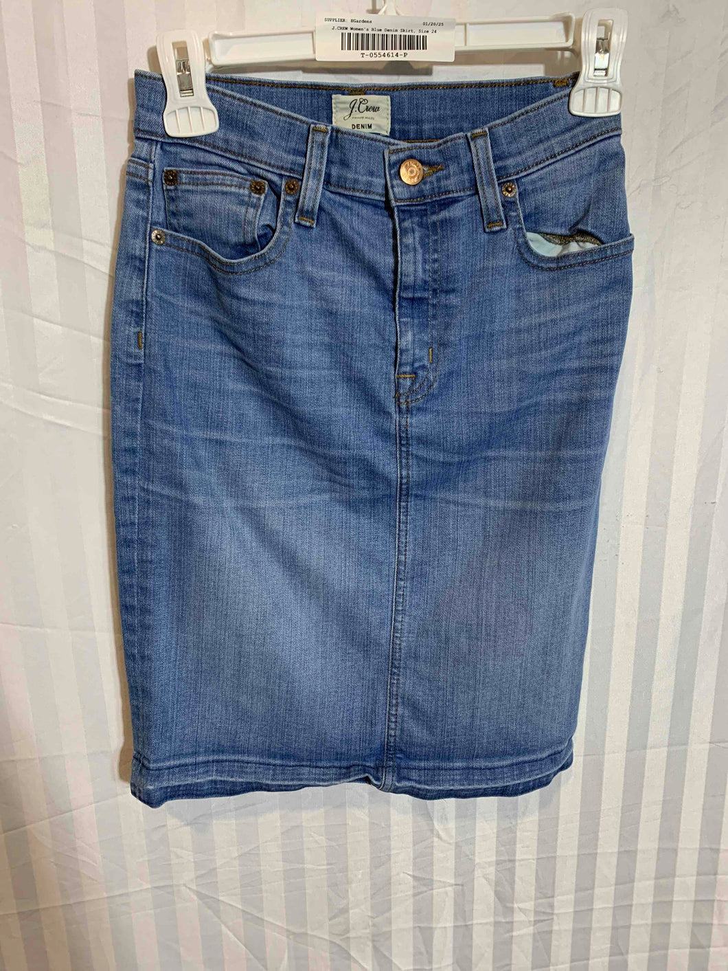 J.Crew Womens Blue Medium Wash Pockets Denim Straight & Pencil Skirt Size 24