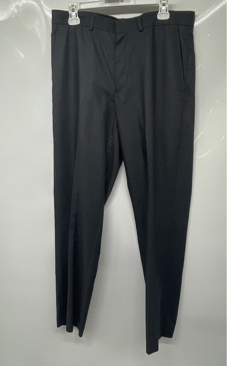 Kenneth Cole Mens Gray Flat Front Straight Leg Dress Pants Size 34X34