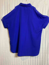 Load image into Gallery viewer, Michael Kors Womens Blue Short Sleeve Collared Button-Up Shirt Size Large
