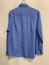 Load image into Gallery viewer, Tasso Elba Mens Blue Cotton Long Sleeve Collared Dress Shirt Size M 15-15.5
