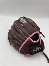 Load image into Gallery viewer, Rawlings Mens Brown Pink Right Handed 5 Finger Fastpitch Baseball 12 In Gloves
